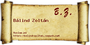 Bálind Zoltán névjegykártya